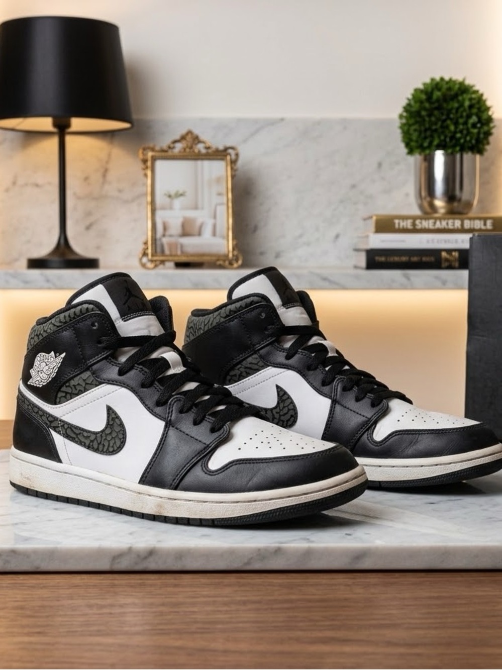 Jordan High-Top Sneakers in Black and White